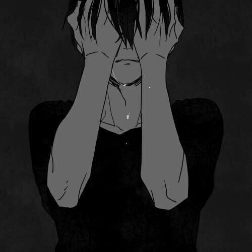 Avatar trắng đen anime buồn khóc đau khổ